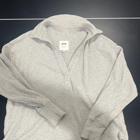 Aerie Light Gray Ribbed Sweater - Picture 1 of 4